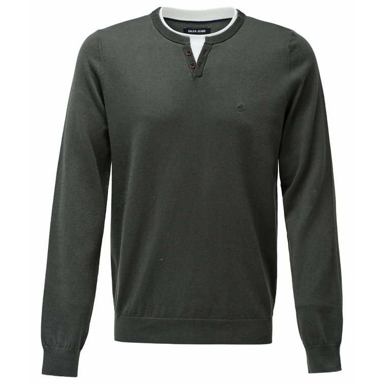 maillot homme  salsa jeans knit henley w/ collar maillot d