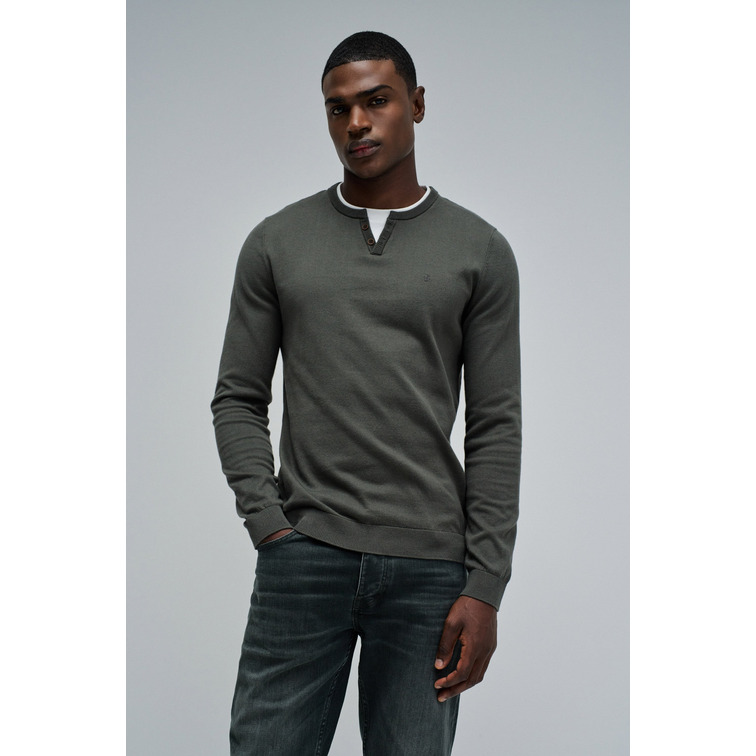 maillot homme  salsa jeans knit henley w/ collar maillot d