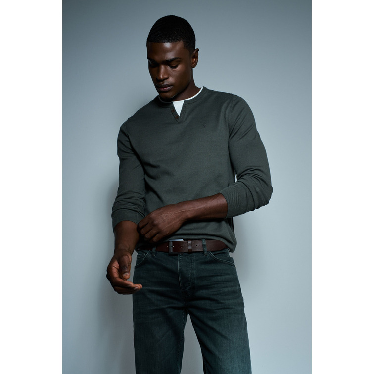 maillot homme  salsa jeans knit henley w/ collar maillot d