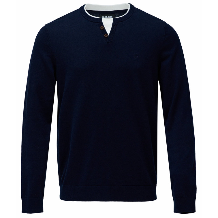 maillot homme  salsa jeans knit henley w/ collar maillot d