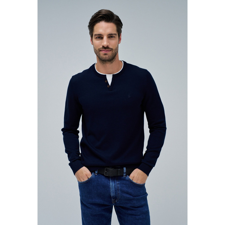 maillot homme  salsa jeans knit henley w/ collar maillot d