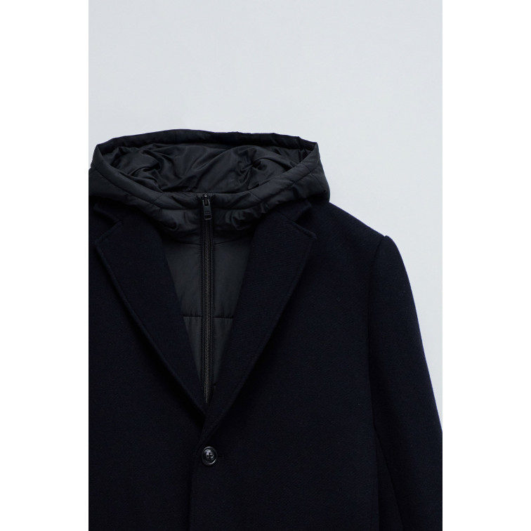 cazadora homme  salsa jeans wool coat with hood