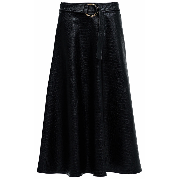 robe femme  salsa jeans faux leather midi skirt with b