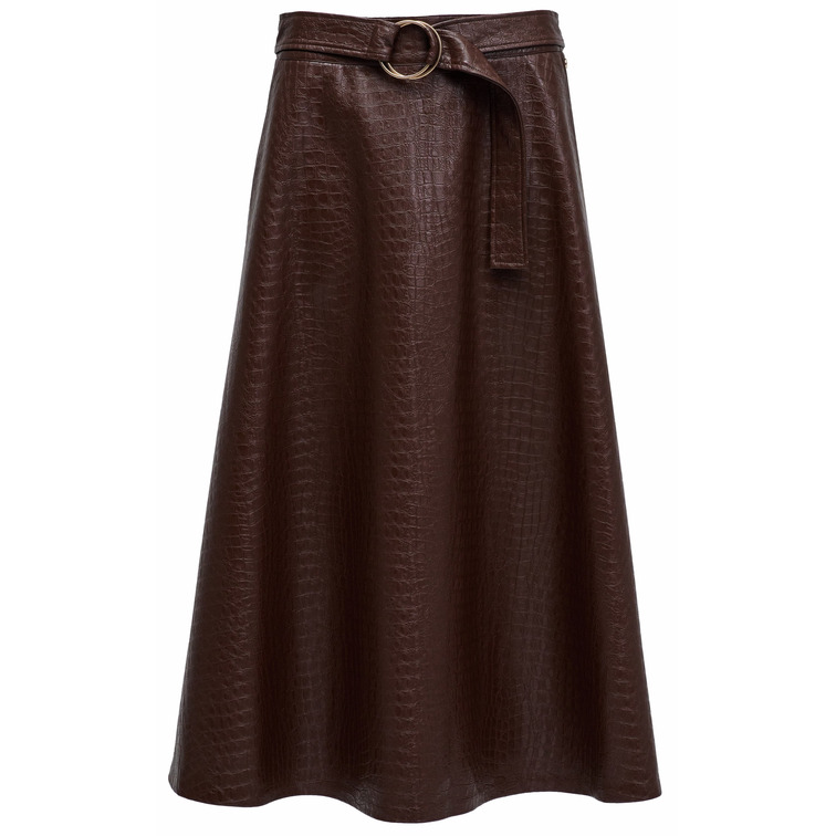 robe femme  salsa jeans faux leather midi skirt with b