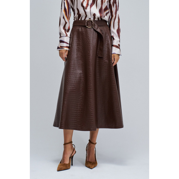 robe femme  salsa jeans faux leather midi skirt with b