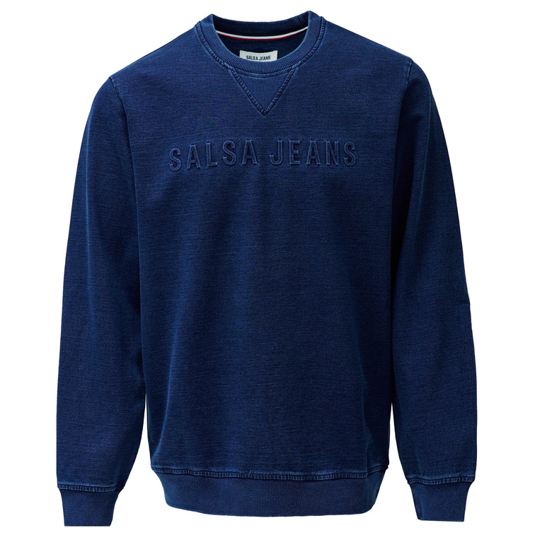 sweat-shirt homme  salsa jeans indigo sweatshirt with embosse