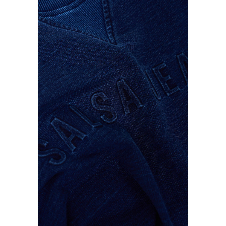 sweat-shirt homme  salsa jeans indigo sweatshirt with embosse