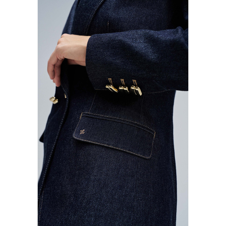 manteau femme  salsa jeans blazer dark wash w/ detail
