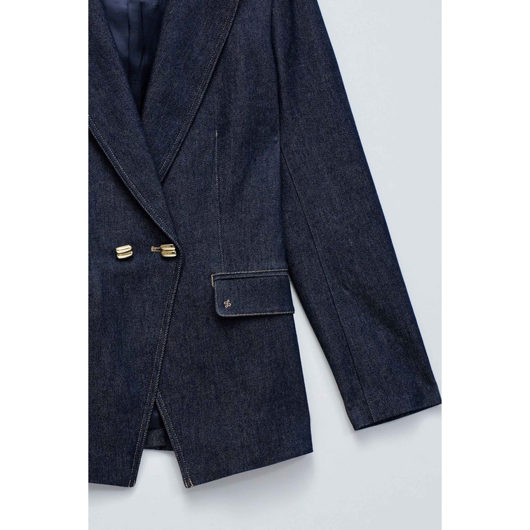 manteau femme  salsa jeans blazer dark wash w/ detail