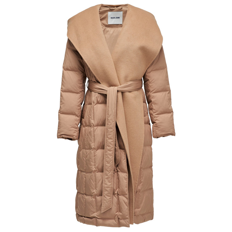 manteau femme  salsa jeans long puffer with wool scarf