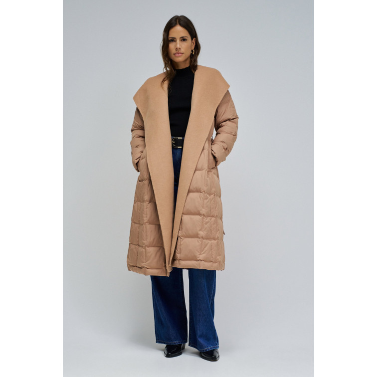 manteau femme  salsa jeans long puffer with wool scarf