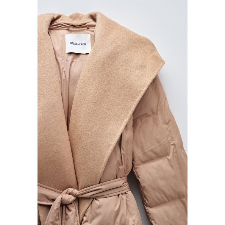 manteau femme  salsa jeans long puffer with wool scarf