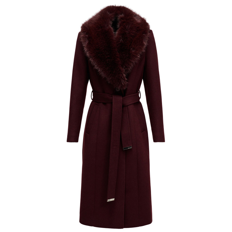 manteau femme  salsa jeans grace long wool coat with fur