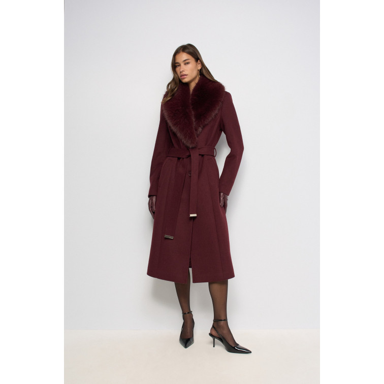 manteau femme  salsa jeans grace long wool coat with fur