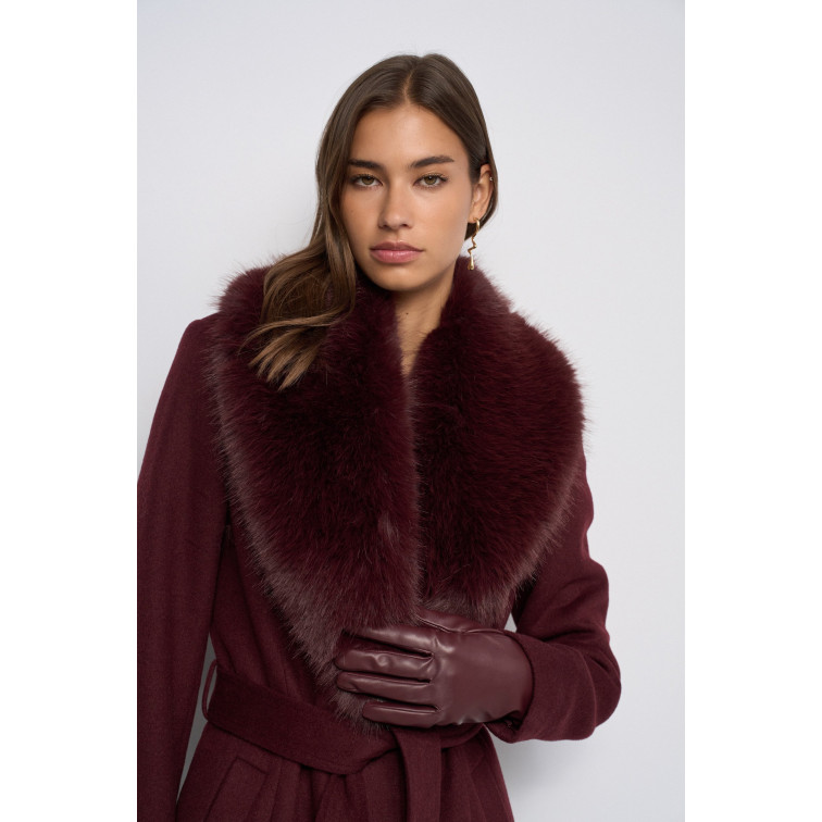 manteau femme  salsa jeans grace long wool coat with fur