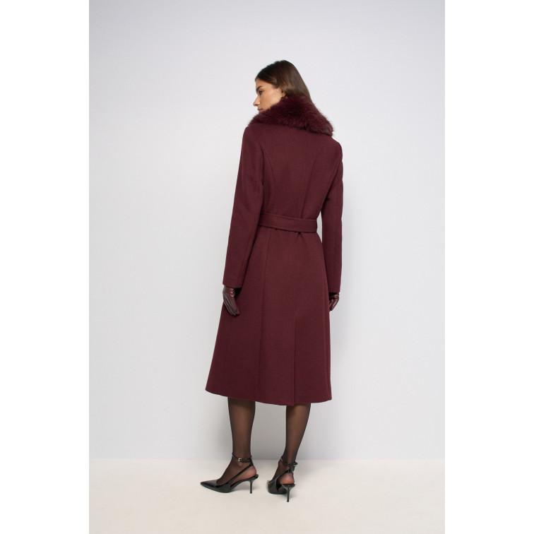 manteau femme  salsa jeans grace long wool coat with fur