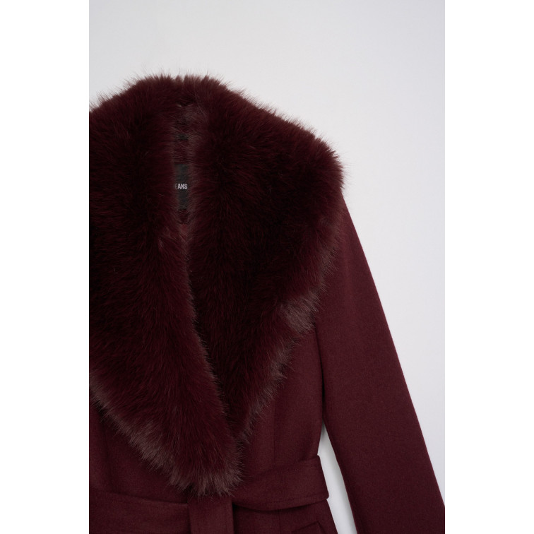 manteau femme  salsa jeans grace long wool coat with fur
