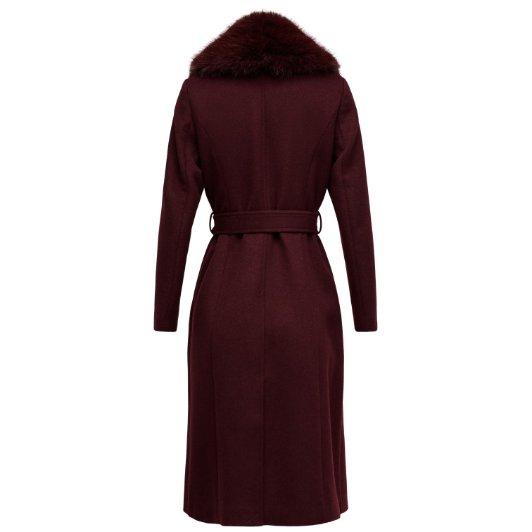 manteau femme  salsa jeans grace long wool coat with fur