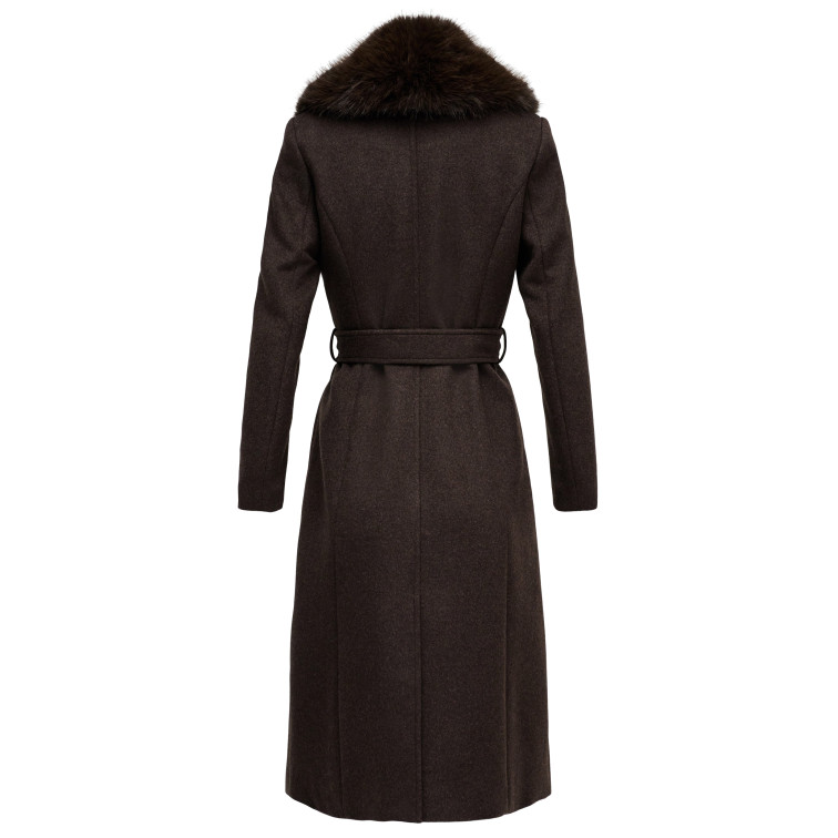 manteau femme  salsa jeans grace long wool coat with fur