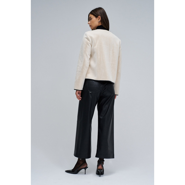 manteau femme  salsa jeans faux fur coat with clasp closu