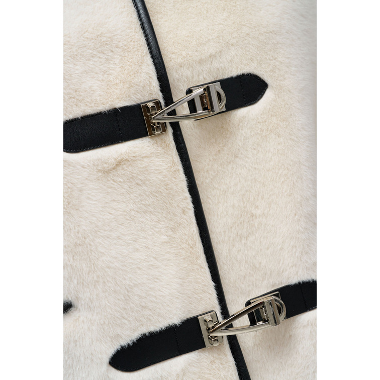 manteau femme  salsa jeans faux fur coat with clasp closu