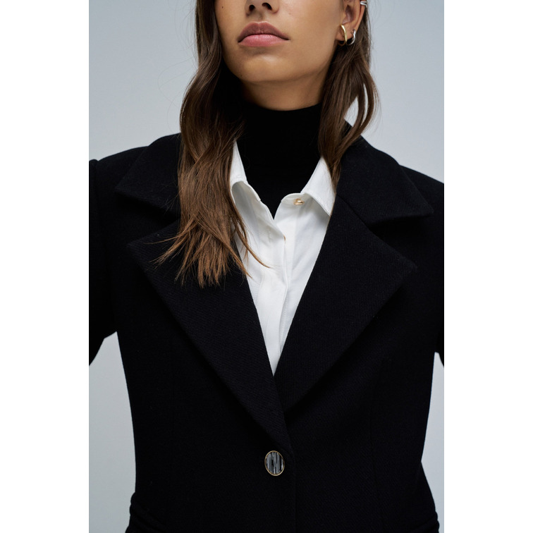 manteau femme  salsa jeans wool coat with faux fur collar