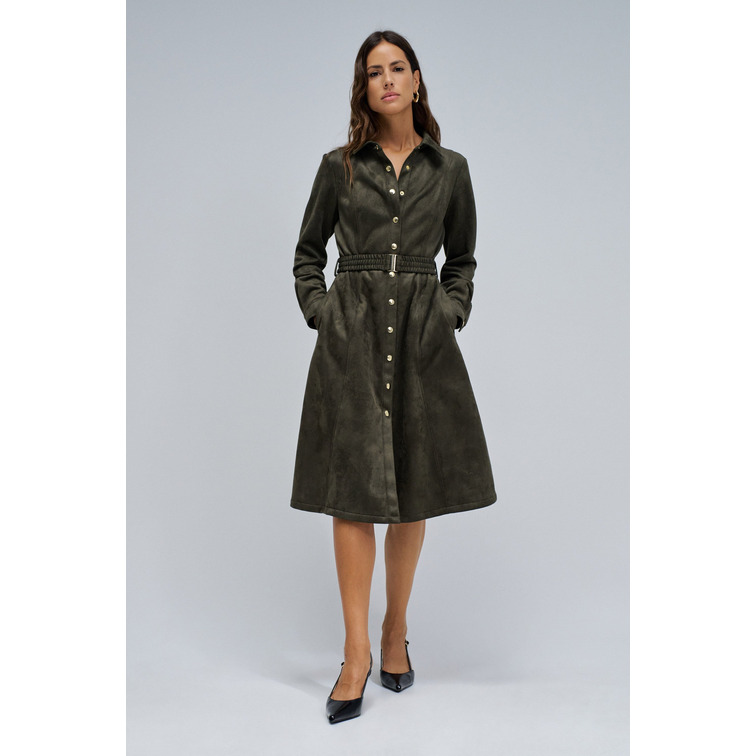 robe femme  salsa jeans suede midi dress with belt