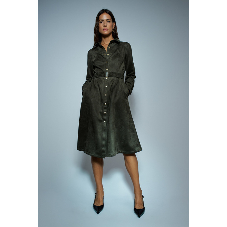 robe femme  salsa jeans suede midi dress with belt