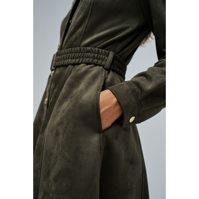robe femme  salsa jeans suede midi dress with belt