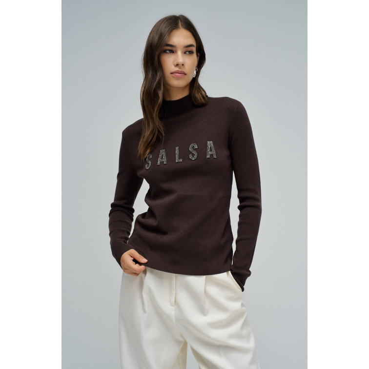 maillot femme  salsa jeans knitted turtleneck w/ crystal