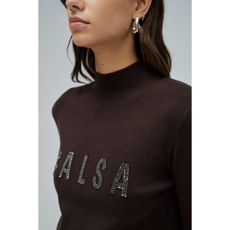 maillot femme  salsa jeans knitted turtleneck w/ crystal