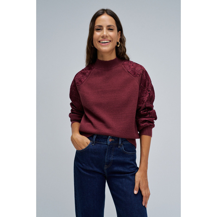 sweat-shirt femme  salsa jeans sweater with lace flower detai
