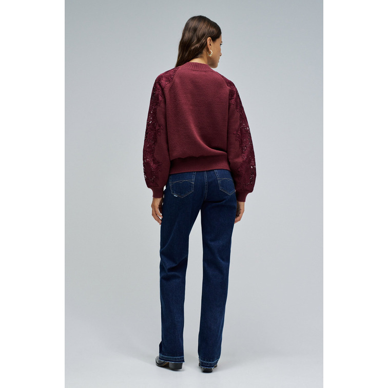 sweat-shirt femme  salsa jeans sweater with lace flower detai