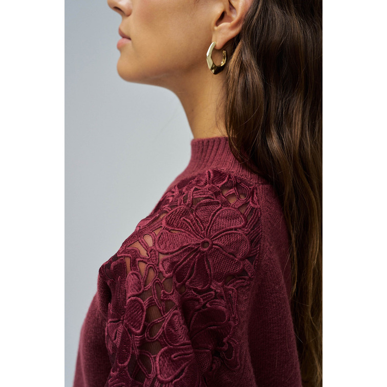 sweat-shirt femme  salsa jeans sweater with lace flower detai
