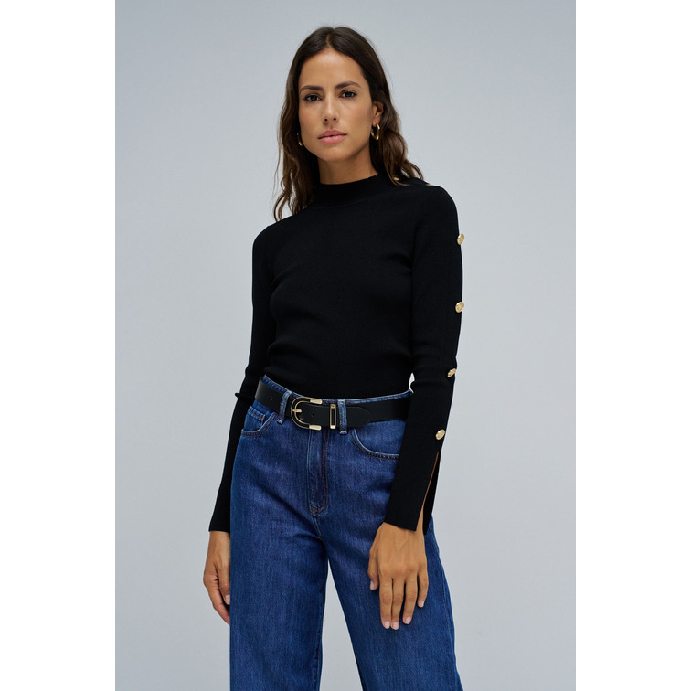 maillot femme  salsa jeans turtleneck sweater with button