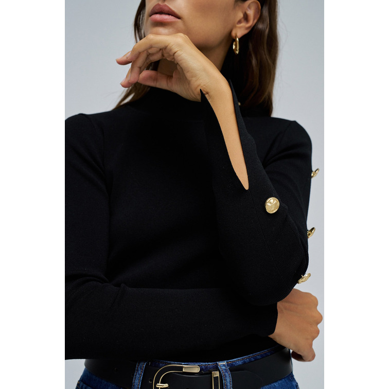 maillot femme  salsa jeans turtleneck sweater with button