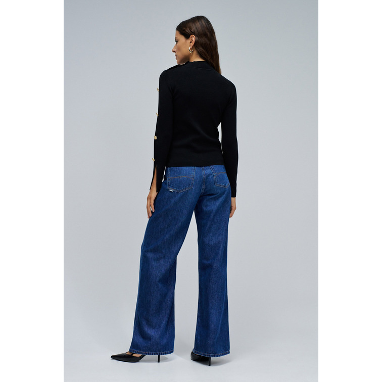 maillot femme  salsa jeans turtleneck sweater with button