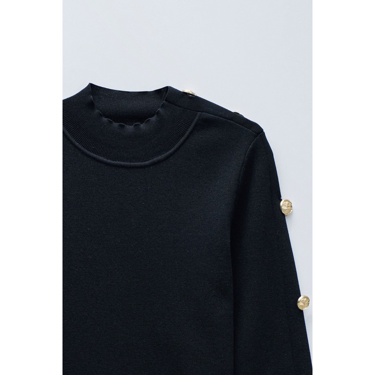 maillot femme  salsa jeans turtleneck sweater with button