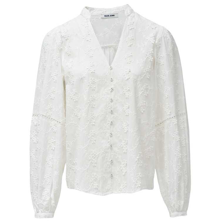 chemise femme  salsa jeans floral print jacquard shirt