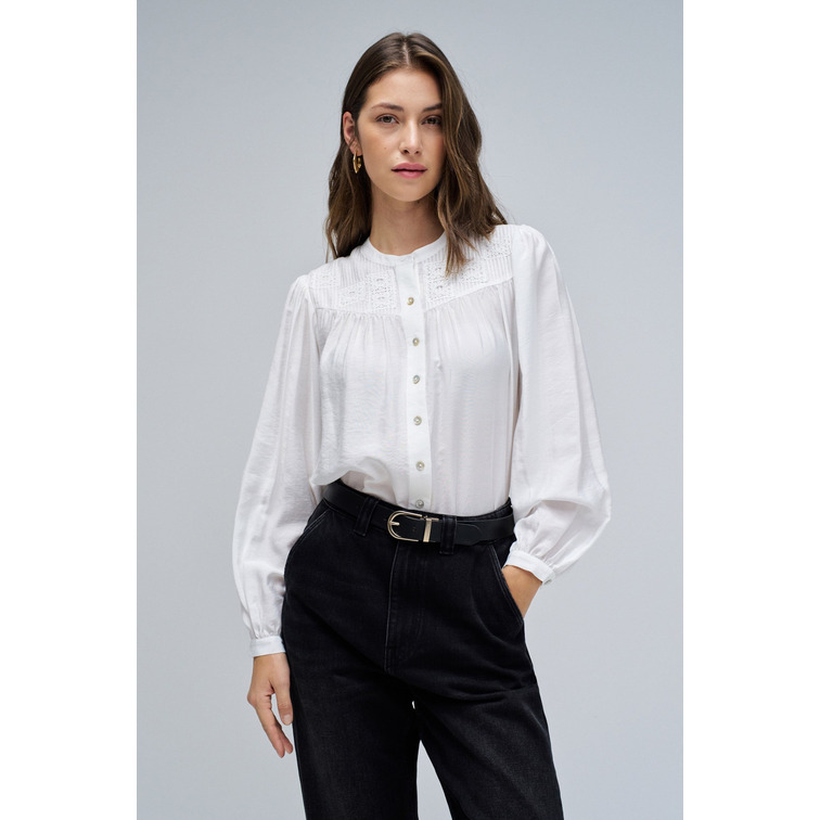 chemise femme  salsa jeans shirt with embroidered detail