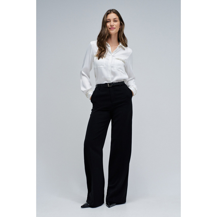 chemise femme  salsa jeans shirt with tweed detail