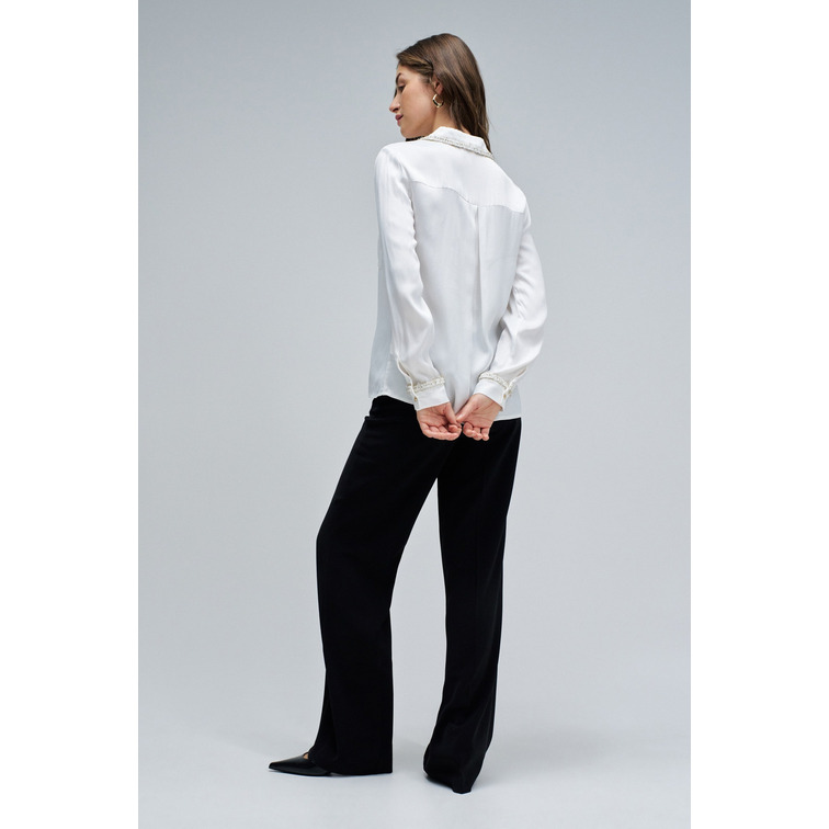 chemise femme  salsa jeans shirt with tweed detail
