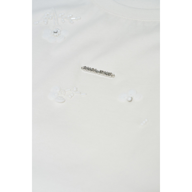 t-shirt femme  salsa jeans t-shirt w/ flower beads and se
