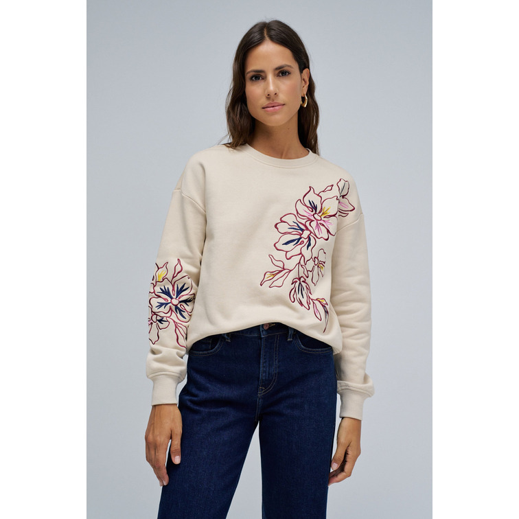sweat-shirt femme  salsa jeans sweatshirt with floral embroid