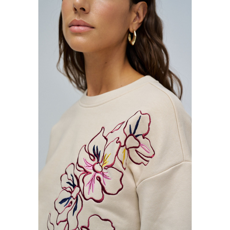 sweat-shirt femme  salsa jeans sweatshirt with floral embroid