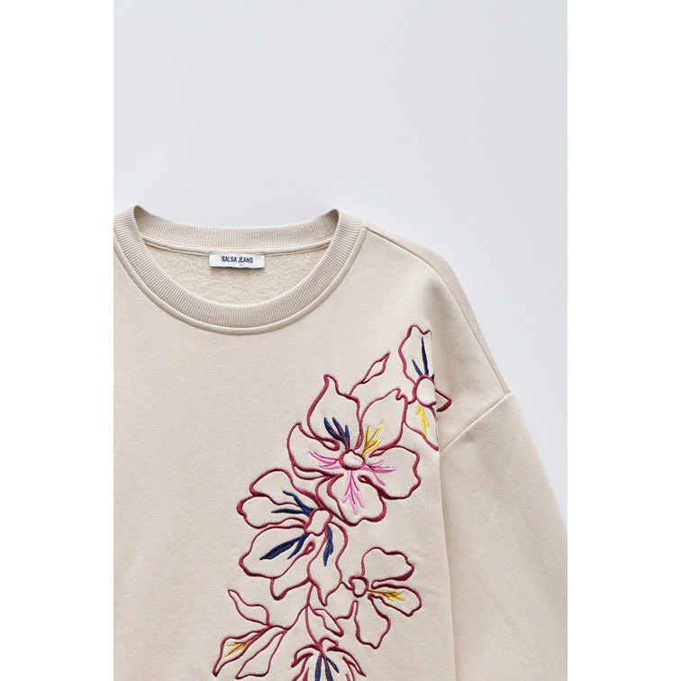 sweat-shirt femme  salsa jeans sweatshirt with floral embroid