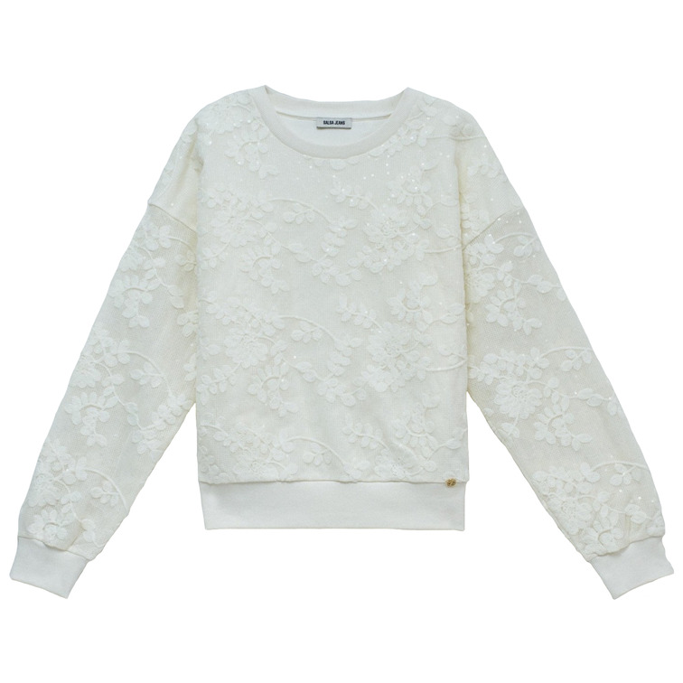 sweat-shirt femme  salsa jeans sweatshirt with floral embroid