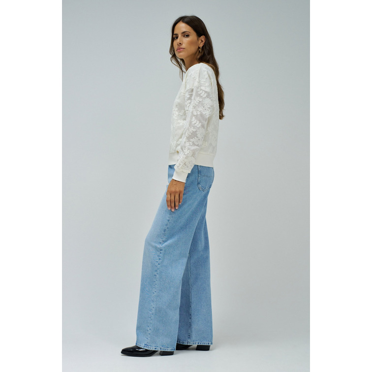 sweat-shirt femme  salsa jeans sweatshirt with floral embroid