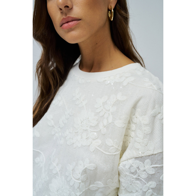 sweat-shirt femme  salsa jeans sweatshirt with floral embroid