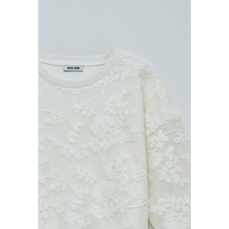 sweat-shirt femme  salsa jeans sweatshirt with floral embroid